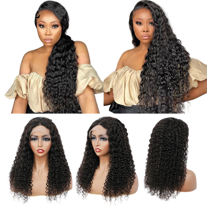 Perruque frontale HD transparente ondulée 13x4/13x6 en cheveux humains bouclés pour femmes, perruque frontale en dentelle ondulée profonde