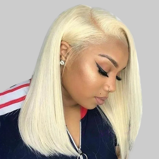 Perruque bob lisse 613, perruque en cheveux humains 150 % malaisiens avec lace front 13x4 pour femmes.