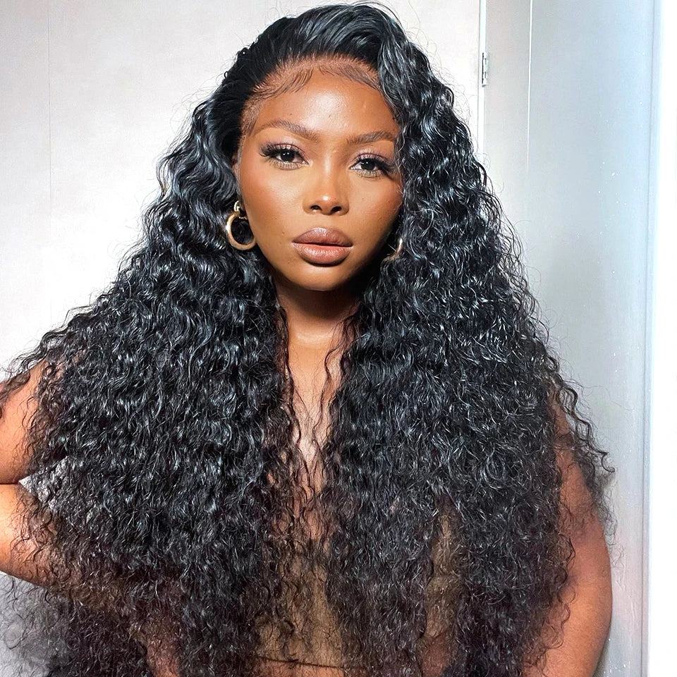 Perruque sans colle 6x9 en cheveux humains, nœuds pré-blanchis, ondulations profondes, lace front, prête à porter, prédécoupée, en dentelle, cheveux humains, pré-épilée