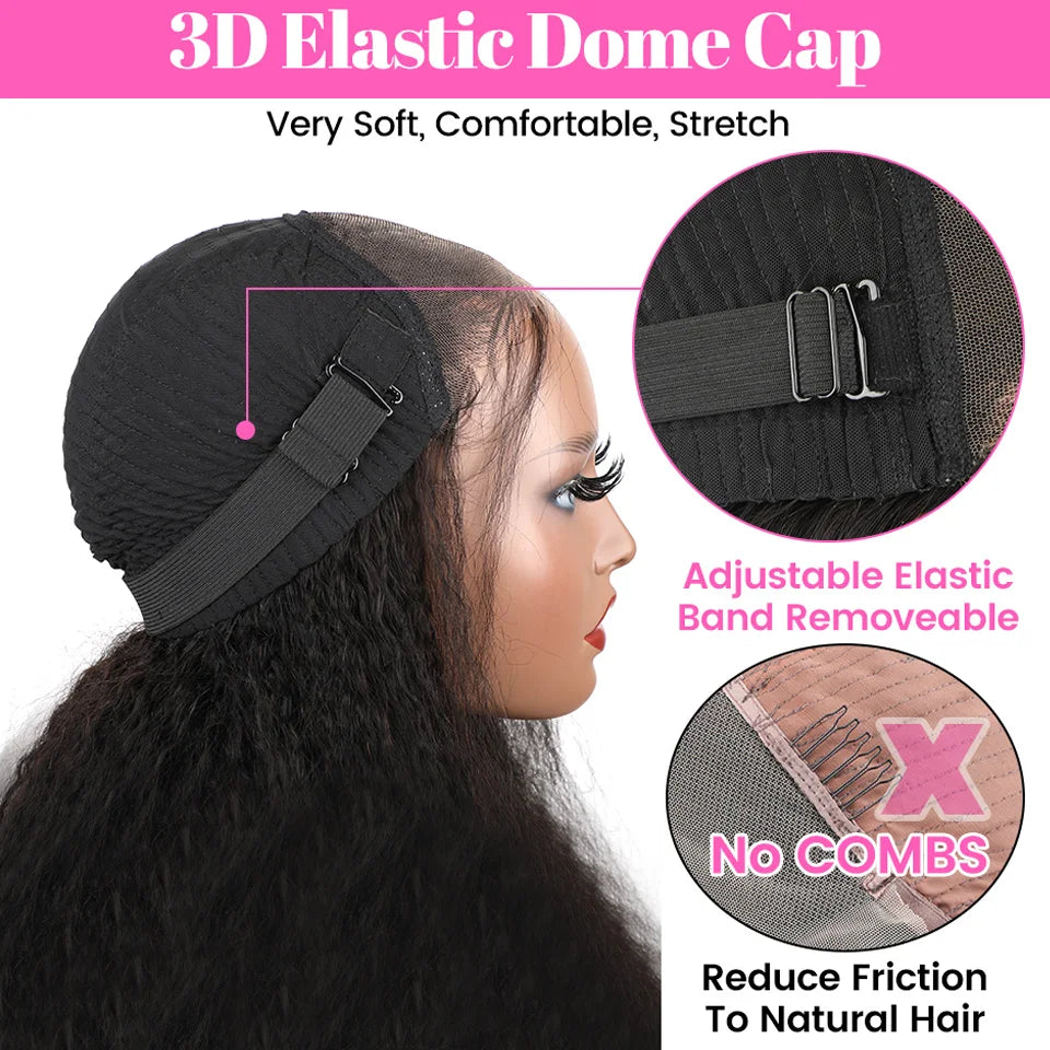 Perruque brésilienne crépue lisse 13x4 HD sans colle avec dentelle frontale, cheveux humains, prête à porter, perruque Yaki lisse 6x4