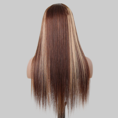 Perruque Highlight Straight 13x4 Lace Front en cheveux humains, perruque avec fermeture en dentelle 4x4, perruque ombrée péruvienne