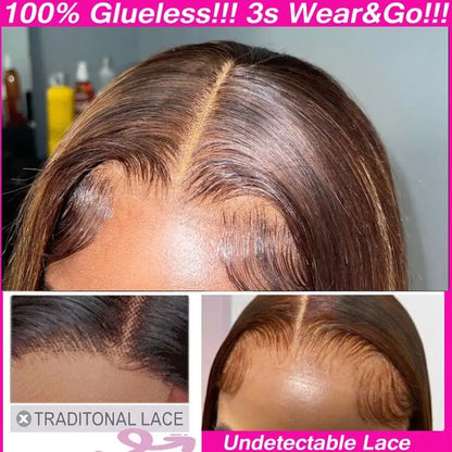 Perruque courte bob Wear Go, marron chocolat, lace front, bob raide ,perruques en cheveux humains pré-épilées et sans colle, prêtes à porter