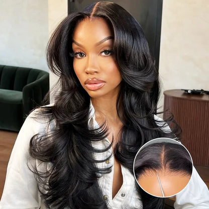 Perruque à ondulations dégradées 7x5 sans colle, cheveux humains, prête à porter, pré-épilée, perruques avec dentelle prédécoupée
