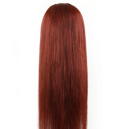 Perruque lace front colorée, cheveux humains malaisiens raides perruque lace closure marron roux
