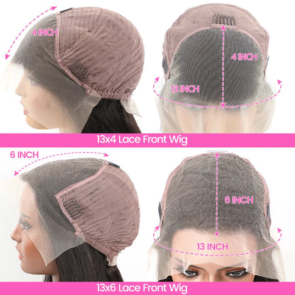 Perruque frontale HD transparente ondulée 13x4/13x6 en cheveux humains bouclés pour femmes, perruque frontale en dentelle ondulée profonde