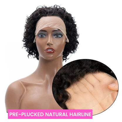 Perruque coupe Pixie, perruque courte au carré pour femmes, perruque de cheveux humains bouclés 13x1, perruque avec dentelle partielle, perruques pré-épilées, nouveauté