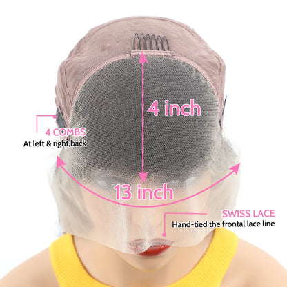 Perruque sans colle Wear Go ISEE indienne crépue bouclée courte bob 7x5, cheveux humains prêts à porter, 13x4, nœuds pré-blanchis