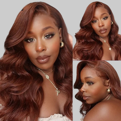 Perruque marron chocolat en cheveux humains pour femmes, perruque brésilienne ondulée avec lace front et fermeture en dentelle.