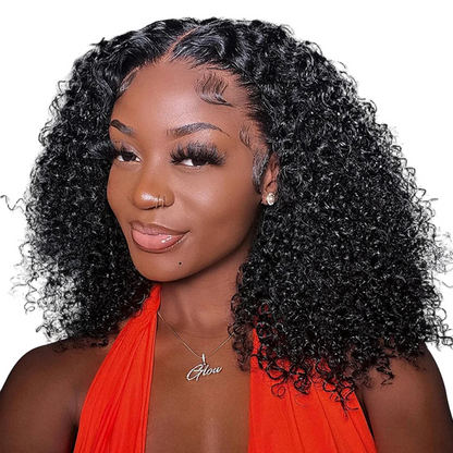 Perruque sans colle Wear Go ISEE indienne crépue bouclée courte bob 7x5, cheveux humains prêts à porter, 13x4, nœuds pré-blanchis