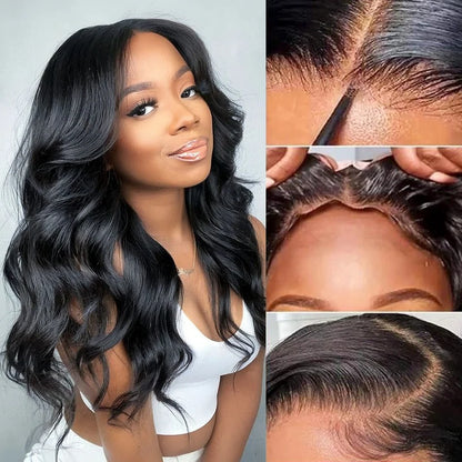 Perruque à ondulations dégradées 7x5 sans colle, cheveux humains, prête à porter, pré-épilée, perruques avec dentelle prédécoupée