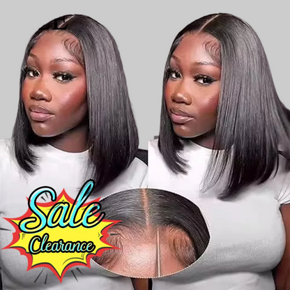 Perruque bob brésilienne 7x5 HD sans colle, transparente, lisse, avec lace front en cheveux humains, prête à porter, pré-coupée et pré-épilée