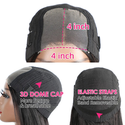 Perruques Bob pour femmes, 180 % cheveux humains lisses, sans colle, prêtes à porter, prédécoupées, avec dentelle frontale