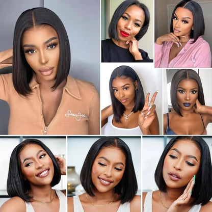 Perruque bob brésilienne 7x5 HD sans colle, transparente, lisse, avec lace front en cheveux humains, prête à porter, pré-coupée et pré-épilée